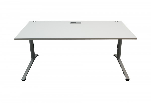 Günstiger, gebrauchter Steelcase Schreibtisch - Weiß/Aluminiumfarben